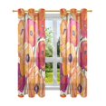 thumbnail image 7 of Yayeee Window Curtains Light Filtering 63"x52" Grommet Panel Pair Home Living Room Decor, Orange Hand Drawn Floral, 7 of 7