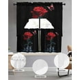 thumbnail image 3 of Red Roses Kitchen Curtains Sets 24 Inch Length with Valance, Modern Art Splash Flowers Butterfly Swag Valances and Tiers Curtain Set Drapes Swag Curtains for Living Room, Bathroom, Bedroom, Cafe, 3 of 6