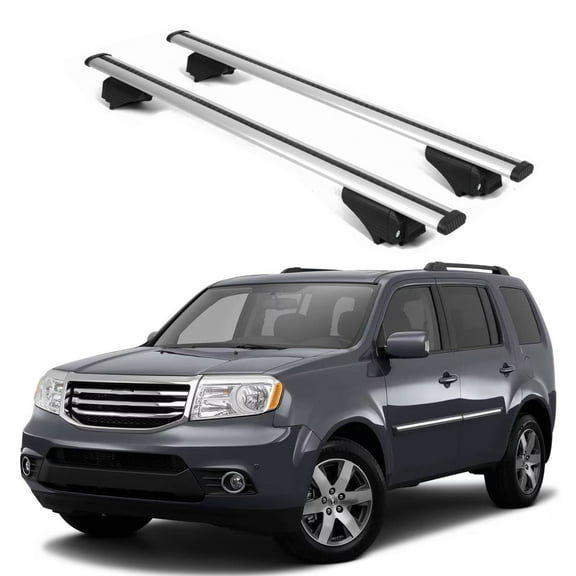 ERKUL Roof Rack Cross Bars for Honda Pilot 2009-2015 | Aluminum Crossbars with Anti Theft Lock for Rooftop | Compatible with Raised Rails - Silver