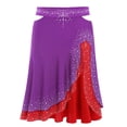 thumbnail image 3 of Alvivi Women's American Latin Modern Dance Skirt Rhinestone Ruffle Skirts High Waist Jazz Samba Rumba Salsa Dancewear Purple XL, 3 of 5