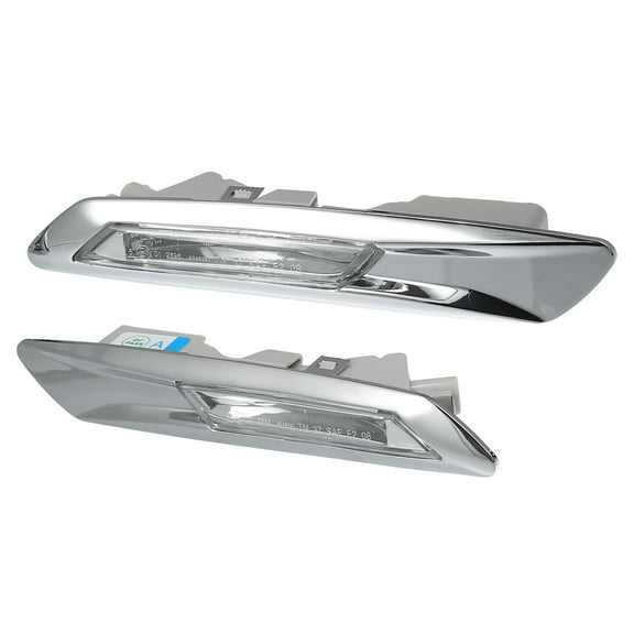 1 Pair Sequential Blink Fender Indicator Side Marker Turn Signal Light 63137154169 for BMW Silver Tone