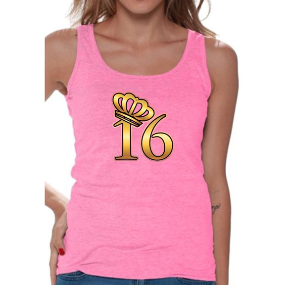 Awkward Styles My Super Sweet Sixteen Tank Top for Ladies Cute 16th Birthday Party Tank My Super Sweet Sixteen Cute Birthday Party Tank Top