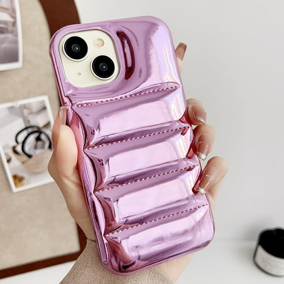 Allytechgroup iPhone 16 Pro Max Case, Luxury Glossy Down Jacket Design Heavy Duty Shockproof Anti-Scratch Bumper Lightweight Phone Case for Apple iPhone 16 Pro Max, Purple