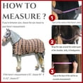 thumbnail image 4 of Jeffers Draft Solaris 1200 Denier Standard Neck Turnout Blanket, 2240 Gram Polyfill, Brown & Cream Plaid, 102” - Waterproof, Breathable Horse Blanket, Ideal Protection for Winter, Medium Weight, 4 of 8