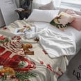 thumbnail image 3 of Christmas Throw Flannel Blanket 60x80In Watercolor Red Cappuccino Linen Texture Super Soft Cozy Bed Blanket, Lightweight Plush Fuzzy Bed Throw for Bedroom Sofa Couch Living Room, 3 of 4