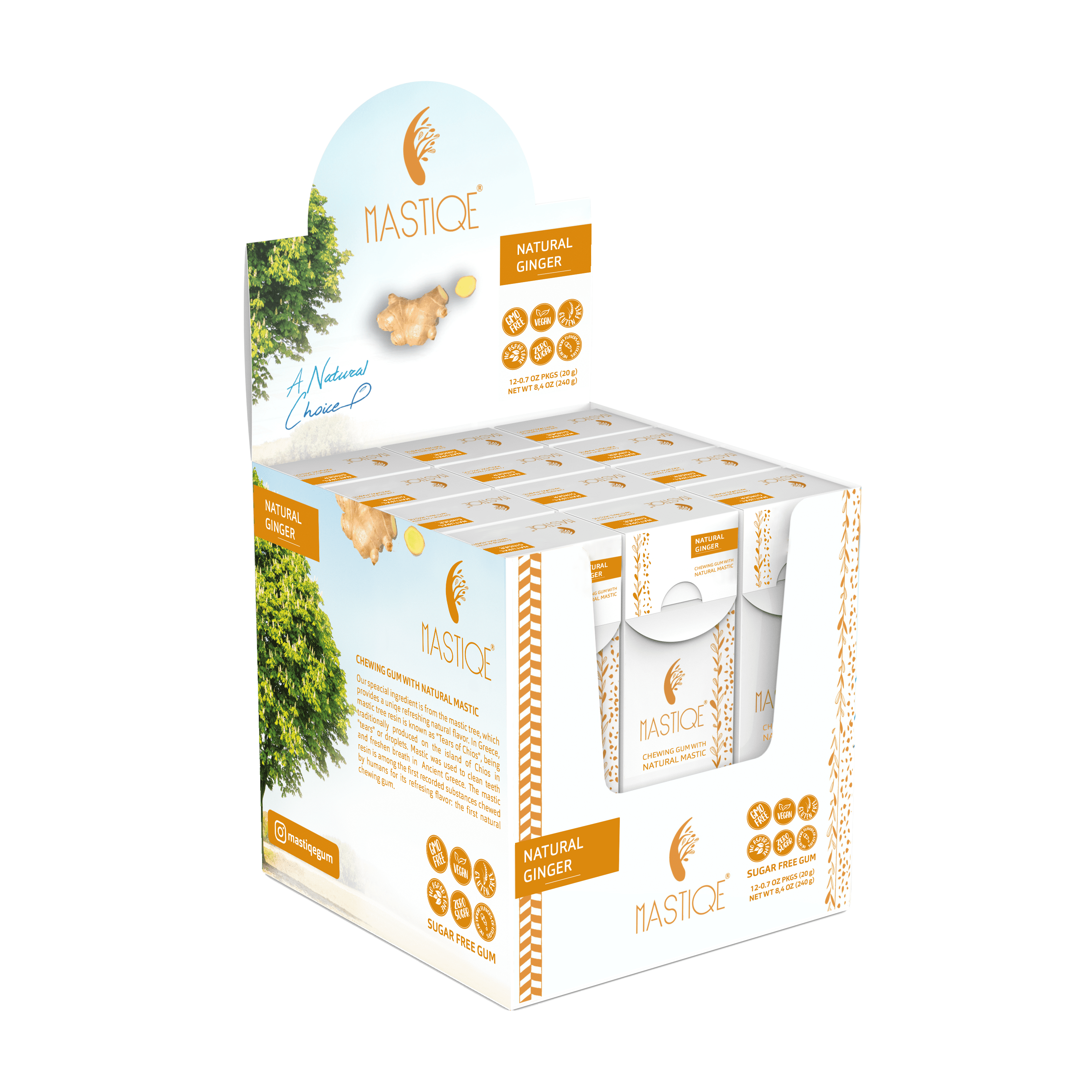Mastiqe Sugar Free Chewing Gum with Natural Mastic -Ginger