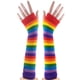 thumbnail image 1 of EeaseMX Par de guantes de punto sin dedos con rayas de arcoíris de colores, 1 of 2