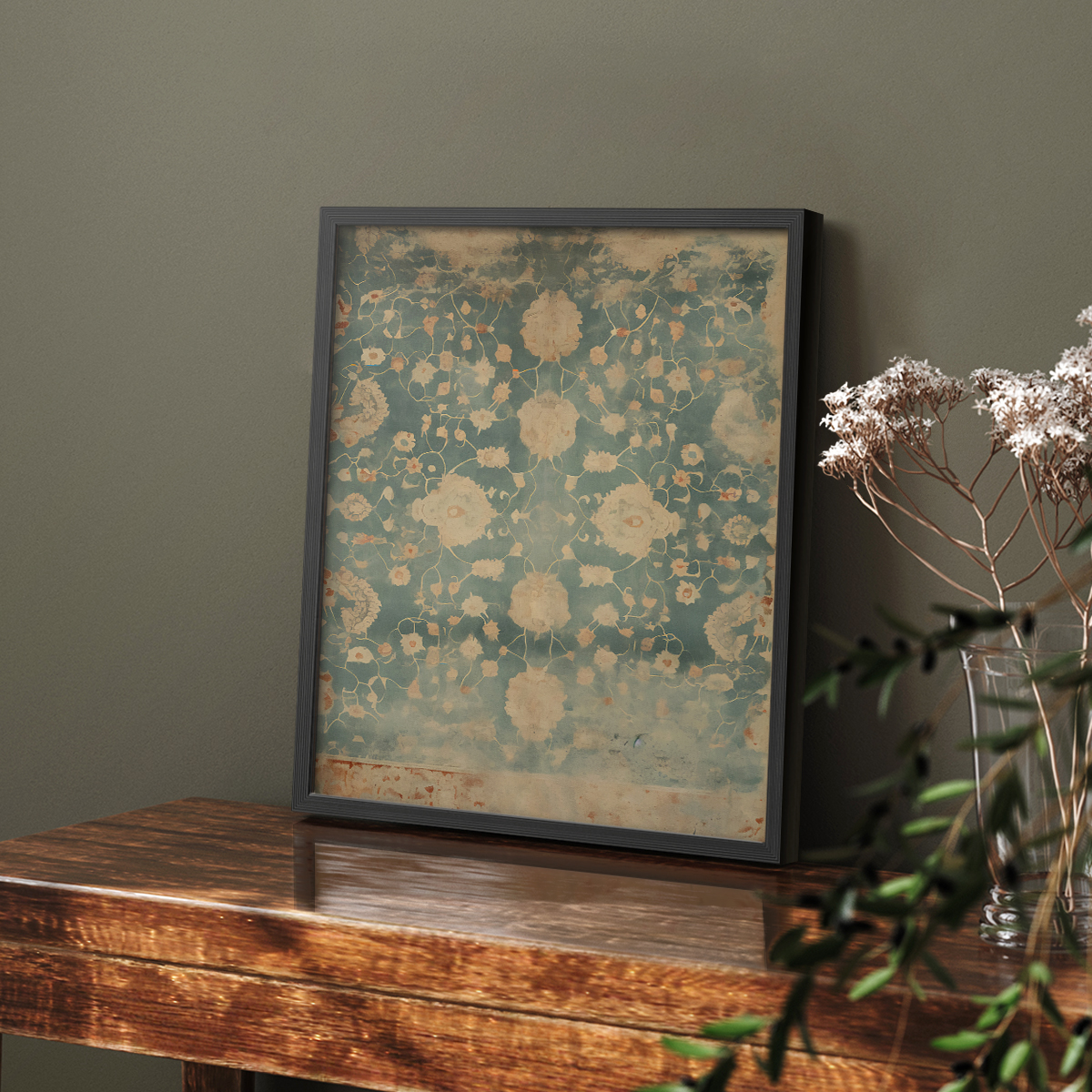 Vintage Abstract Print I - 14in. x 11in. Vintage Framed Print in Black Wood Frame