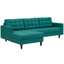Modway Empress Left-Facing Upholstered Fabric Sectional Sofa in Teal