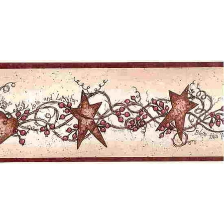 Heart Wallpaper - 873382 Stars, Hearts and Berries Wallpaper Border (red trim) BBC65171b