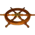 thumbnail image 6 of 24 inch Wooden Ship Wheel Wall Decoration with Brass Center Hub, Turned Spokes and Handles - by SciencePurchase, 6 of 8