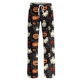thumbnail image 5 of Garbnen Halloween Pajama Pants for Women Pumpkins Ghost Print Woman Lounge Pants Comfy Cute Elastic Waist Fall Winter Wide Leg Womens Sleeping Pants Black S, 5 of 7