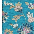 thumbnail image 3 of HomeRoots 679007 3 x 5 ft. Teal Pink & Copper Floral Washable Machine Made Rectangle Area Rug with UV Protection, 3 of 9