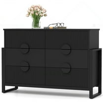 Duerer Modern 6 Drawer Dressers for Bedroom, Chest of Drawers Closet Organizers for Living Room, Hallway, Black
