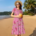 thumbnail image 4 of Disketp Watermelon para Vestido de Manga Corta para Mujeres, Vestidos de Verano para Mujeres, Casual y Holgado para la Playa, 4 of 6