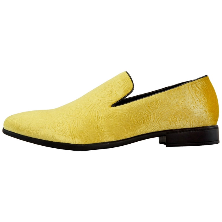 Bolano Mens Paisley And Embossed Velvet Dress Shoes, Comfortable And Easy  Slip-On Design Available In White, Red, Black, Lemon/ Yellow - Walmart.Com