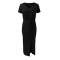 thumbnail image 6 of Sngxgn Women's Fall Dresses Long Sleeve Square Neck Casual Pleated Tiered Swing Maxi Dress(Black,M), 6 of 7