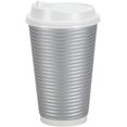 thumbnail image 1 of Nicole Home Collection 00750 Ripple Hot Cup with Lid, 16-Ounce, Silver, 1 of 5