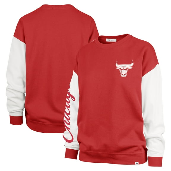 Women's '47 Red Chicago Bulls Rise Andie Oversized Pullover Sweatshirt