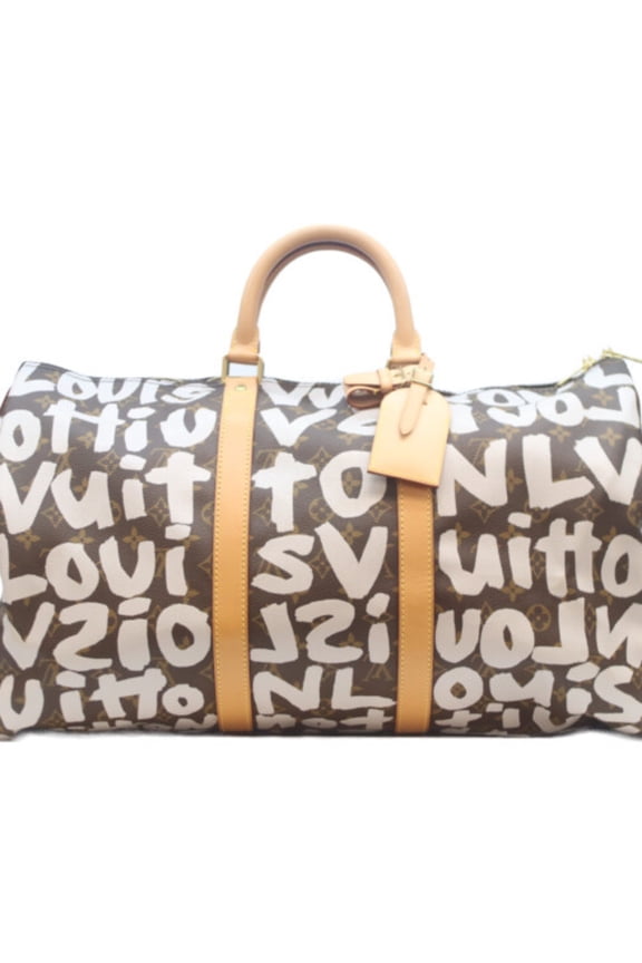 Pre-Owned LOUIS VUITTON M92197 Keepall 50 Monogram Graffiti Boston Bag White Women's