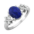 thumbnail image 2 of 925 Sterling Silver 8X6 MM Oval Shape Lapis Women Mother's Day Gift Ring, 2 of 4