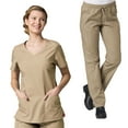 thumbnail image 2 of Maevn Red Panda Women's Curved Mock Wrap Top & Full Elastic Cargo Pant Scrub Set, 2 of 3