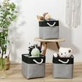 thumbnail image 4 of Large Cube Storage Baskets (10.5 × 10.5 × 11 inches), Canvas Fabric Collapsible Storage Boxes with Cotton Handles for Closet, Shelves, Clothes, Toys, Towel (Black&Grey-6Pack), 4 of 16