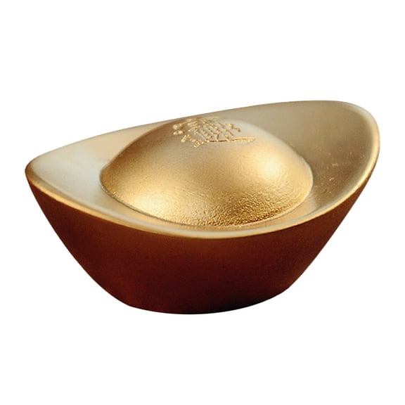 2pcs Mini Golden Ingot Brass Wealth Ingot Auspicious Wealth Gold Ingot for Home Decor