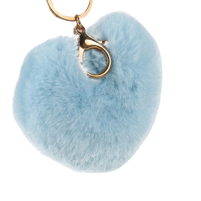 kurtrusly Hair Ball Heart Shape Pendant Handbag Keychain Key Buckle Ring Mobile Phone Hanging Decor
