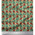 thumbnail image 1 of Soimoi Modal Satin Fabric Leaves & Floral Block Printed Fabric 1 Yard 42 Inch Wide, 1 of 1