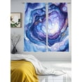thumbnail image 3 of Modern Blue Sheer Curtains for Living Room Bedroom, Light-filtering Sheer Curtain, Abstract Art Moire Contemporary Water Ripple Rod Pocket Voile Window Treatment Drapes, 52’’Wx63’’L, 2 Panels Set, 3 of 7