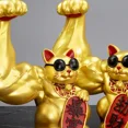thumbnail image 3 of Abstract Big Arm Muscle Golden Cat Decor Statuette for Shop Living Room Lucky Cat Cartoon Animal Sculpture Vigorous Cat Statue, 3 of 10