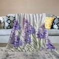 thumbnail image 2 of Creowell  Lavender Throw Blanket, Little Posy of Medicinal Herb Fresh Plant of Purple Flower Spa Aromatheraphy Organic, Flannel Accent Piece Soft Couch Cover for Adults, Lavender White, 2 of 6