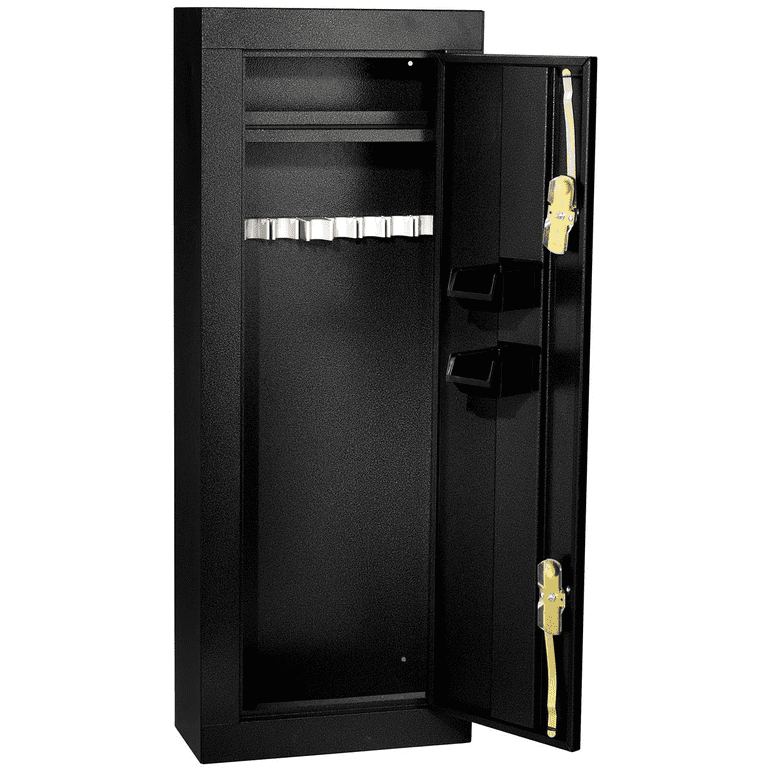 8 Gun Steel Security Cabinet, Black - High Quality Rifle Safe for