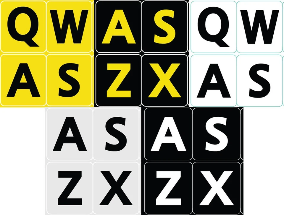 CIRCLE- Large Letters Keyboard Sticker English Uk Yellow