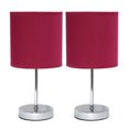 thumbnail image 1 of Simples Conceptions Mini lampe de table de base chromée avec abat-jour en tissu 2 paquets, vin, 1 of 8