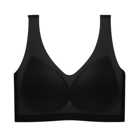 

Qazqa Womens Unwired Padded Bra Top Everyday Basics Deep V Neck Black XXL