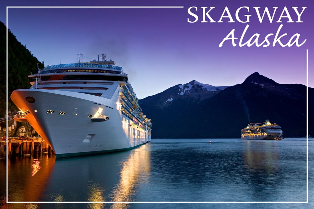 Skagway, Alaska, Cruise Ship and Sunset (12x18 Wall Art Poster, Room