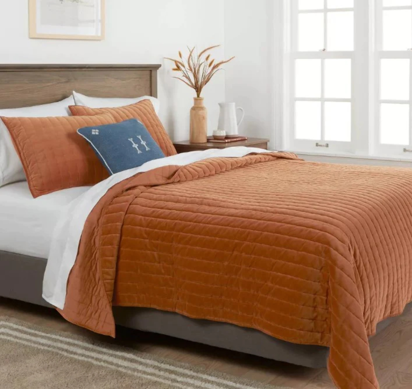 Channel Stitch Velvet Quilt Threshold; King