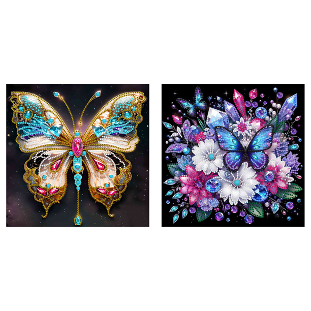 Pintura de diamante 5D DIY Kit de taladro parcial con forma especial Mariposa de ensueño 30x30cm