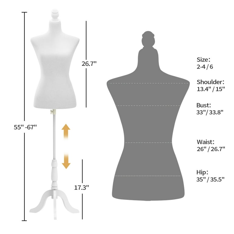 Winado White Female Pinnable Mannequin Body Torso with Tripod Base Stand  018512680610 - The Home Depot