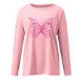 thumbnail image 5 of Luxalzxs Crewneck Sweatshirt Women Pink Ribbon Breast Cancer Awareness Sweatshirt Fall Winter Casual Long Sleeve Butterfly Print Inspirational Pullover Tops, 5 of 5