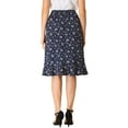 thumbnail image 3 of DARING DIVA Women's Floral Ruffle Hem Elastic Back Split Skirt XS Dark Blue, 3 of 6