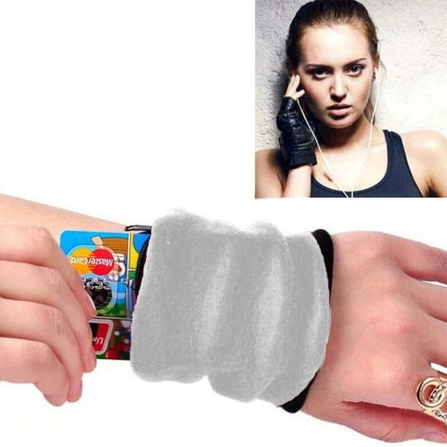 Xihbxyly Pulsera Deportiva con Ajuste Elástico, Tejido Absorbente Del Sudor, Bolsillo Multifuncional para Llaves y Tarjetas, Versátil para Correr o Ir Al Gimnasio, Soporte Protector para La Muñeca, T