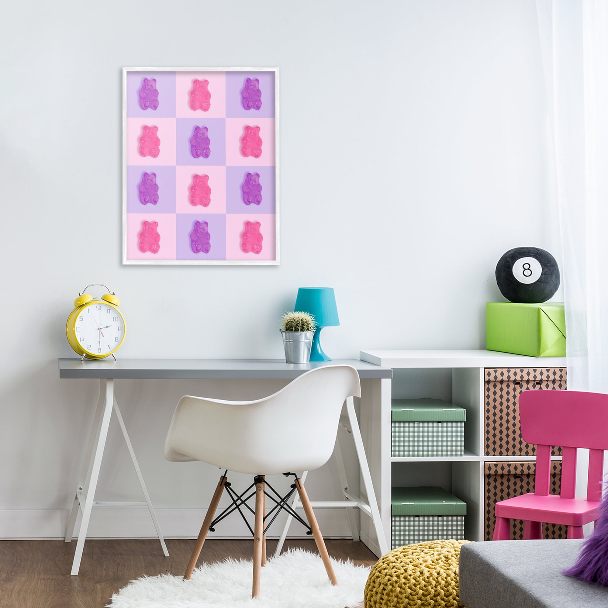 Stupell Industries Pink & Lilac Candy Bears White Framed Giclee Art, design by LISH Creative