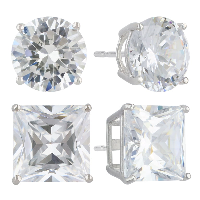 Brilliance Fine Jewelry Sterling Silver CZ Stud Earring Set photo 1