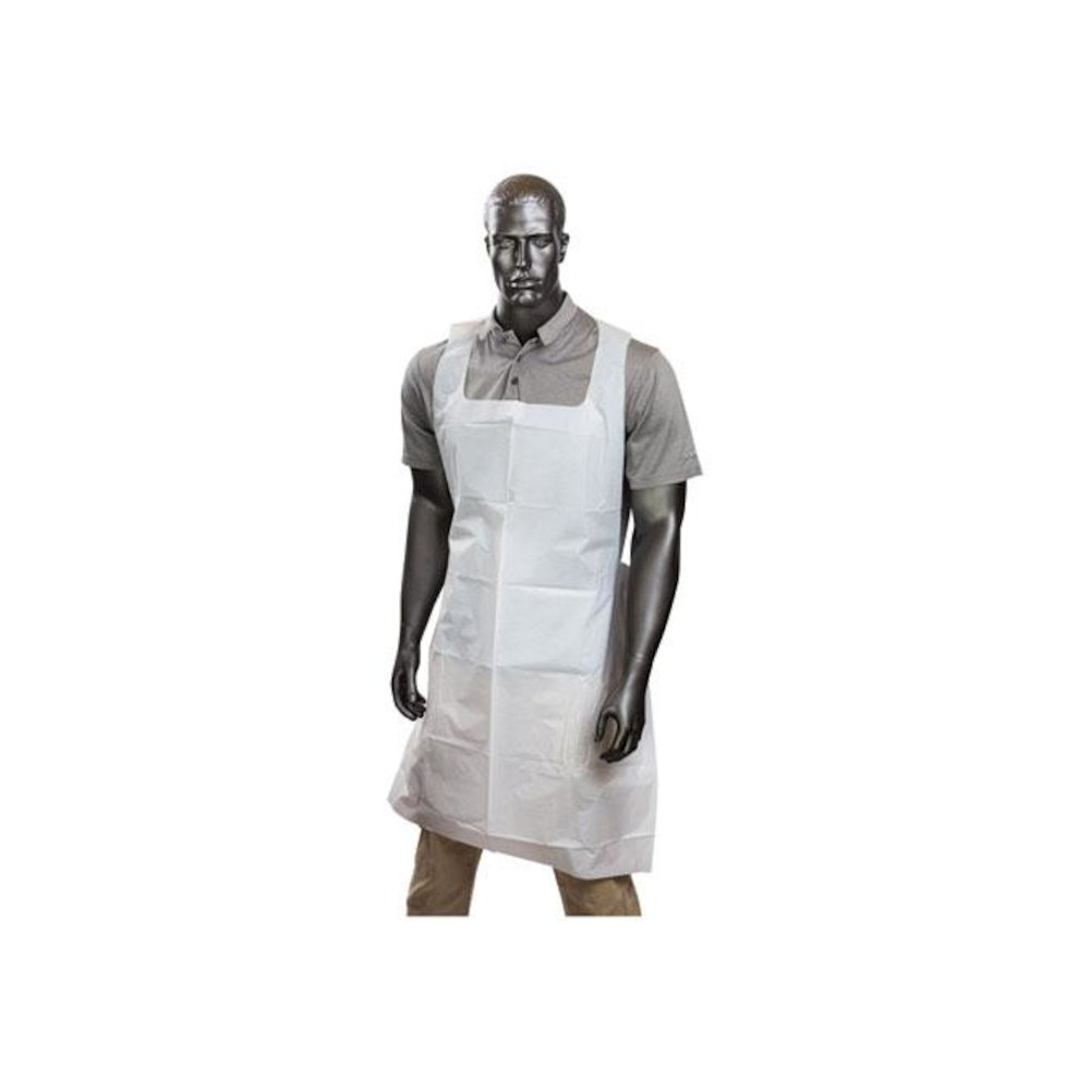 28 in. x 46 in. One Size Fits All Poly Apron - White (500/Carton)