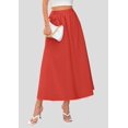 thumbnail image 4 of Falda larga PRETTYGARDEN 2025 con volantes de verano, cintura alta, roja, 4 of 9