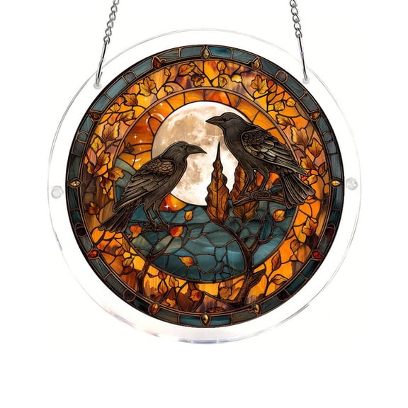 Tarmeek Halloween Decorations Acrylic Puzzle Sun Catcher Hanging Ornament for Window, Irregular Light-Catching Home Decor Gift for Adults, 7.4in