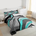 thumbnail image 3 of Feelyou Grey Cyan Abstract Ombre Bedding Comforter Set, Square Circle Geometric Twin Comforter Sets, Teen Kid Child Adult Reversible Bedding Set, Lightweight Room Decor, 2-Piece, 3 of 8
